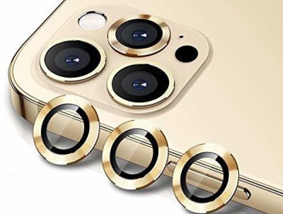 ICREATOR Camera Lens Protector for Apple Iphone 12 ProMax , Pack Of 3 Camera Lance Tempered Glass Protector , Aluminium Alloy Metal Ring Anti-Scratch Bubble-Free- GOLD(Pack of 3)