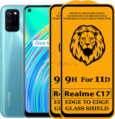 Express Buy Edge To Edge Tempered Glass for Realme C17 (Anti-Fingerprint,Zero Bubble,9H Hardness)(Pack of 2)