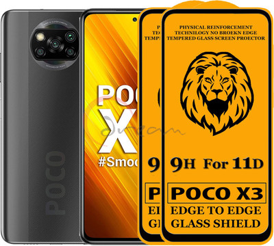 Express Buy Edge To Edge Tempered Glass for Poco X3 (Anti-Fingerprint,Zero Bubble,9H Hardness)(Pack of 2)
