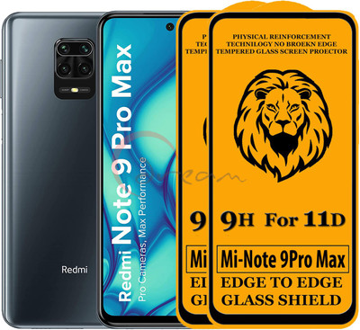 Dream Edge To Edge Tempered Glass for Mi Redmi Note 9 Pro Max (Anti-Fingerprint,Zero Bubble,9H Hardness)(Pack of 2)