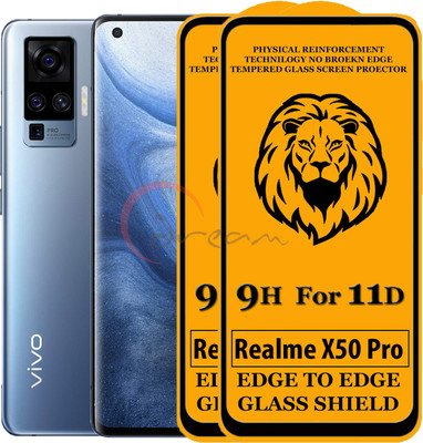 Dream Edge To Edge Tempered Glass for Realme X50 Pro (Anti-Fingerprint,Zero Bubble,9H Hardness)(Pack of 2)