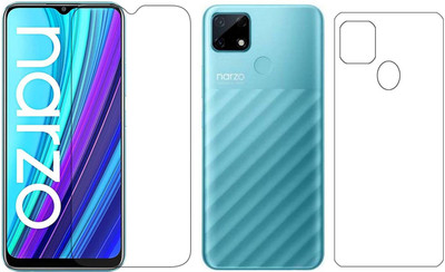 ISHANGEL Front and Back Screen Guard for oppo realme narzo 30a Gorilla Hammer Proof, flexible fiber unbreakable Screen Protector, [Not a Tempered Glass](Pack of 2)