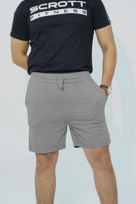Scrott Merchandise Solid Men Grey Basic Shorts