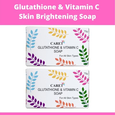 Caret Organic Glutathione & Vitamin C Skin Brightening, Whitening Antioxidant Soap - Dermatologically Tested - Paraben & Cruelty Free - For All Skin Types - 75g ( Pack of 2) )(2 x 75 g)