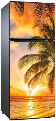 MODERN CREATIONS 160 cm Stunning Sunset with Coconut Tree Self Adhesive Sticker(Pack of 1)