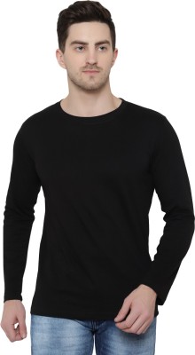 Phrill Solid Men Round Neck Black T-Shirt