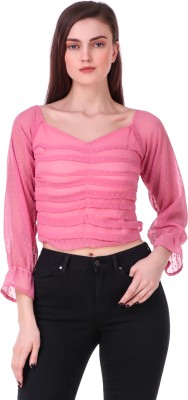 people's choice Casual Solid Women Pink Top