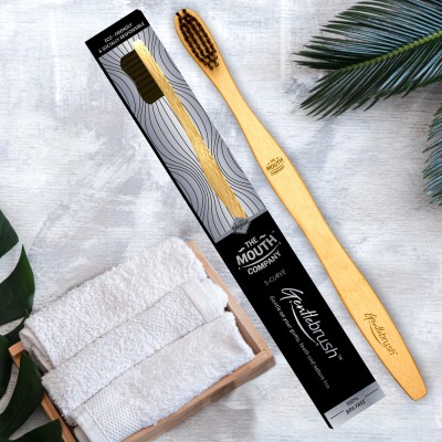 The Mouth Company Gentlebrush S-Curve - Premium Bamboo Toothbrush with Charcoal Activated Bristles Medium Toothbrush