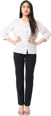 TSM Casual 3/4 Sleeve Printed Women White Top