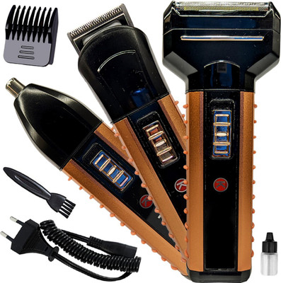 QGS 3in1 Rechargeable Waterproof Professional Ultra Trim Ear Nose Beard Mustache Trimmer Foil Shaver Powerful Hair Clipper Electric Razor Cutter Cleaner Multi-Grooming Kit (6 Month Warranty) 1120 Fully Waterproof Grooming Kit 120 min  Runtime 3 Length Settings(Multicolor)