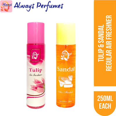Always Sandal Spray Tulip & Sandal Regular Air Freshner 250ML Each (Pack of 2)(2 x 250 ml)