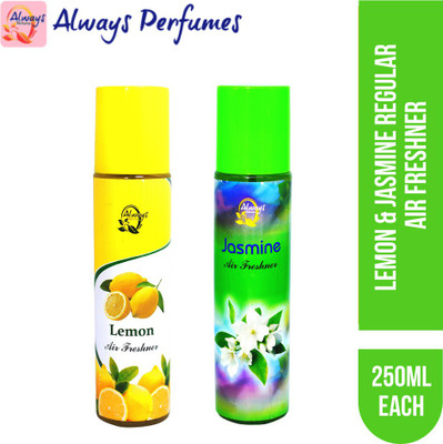 Always Lemon Spray Lemon & Jasmine Regular Air Freshner 250ML Each (Pack of 2)(2 x 250 ml)