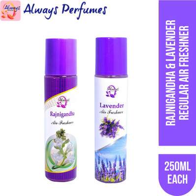 Always Rajnigandha Spray Rajnigandha & Lavender Regular Air Freshner 250ML Each (Pack of 2)(2 x 250 ml)