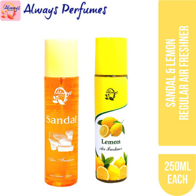 Always Sandal Spray Sandal & Lemon Regular Air Freshner 250ML Each (Pack of 2)(2 x 250 ml)