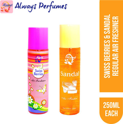 Always Berry Spray Swiss Berries & Sandal Regular Air Freshner 250ML Each (Pack of 2)(2 x 250 ml)