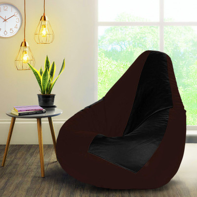 Devogue XXL Tear Drop Bean Bag Cover  (Without Beans)(Black, Brown)