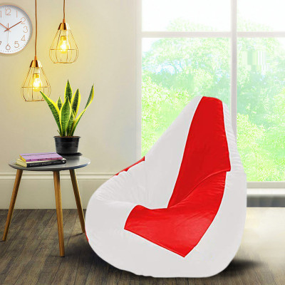 Devogue XXL Tear Drop Bean Bag Cover  (Without Beans)(Red, White)