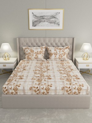 Raymond Home 104 TC Cotton Double Floral Flat Bedsheet(Pack of 1, Brown)