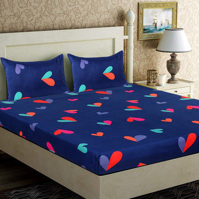 HOMYBEES 250 TC Microfiber Double Printed Flat Bedsheet(Pack of 1, MULTI-21)