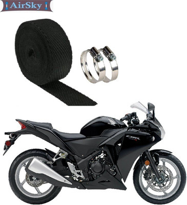 AIRSKY 3Bike Exhaust Heat Shield Silencer Wrap With Clamp (3 Mtrs) Bike Exhaust Heat Shield