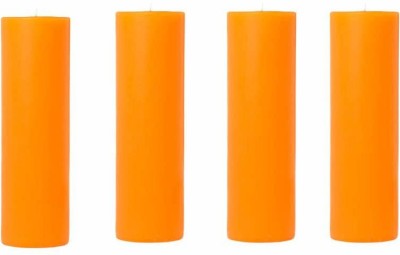 MAGICMOON LAVENDER FRAGNANCE ORANGE PILLAR CANDLE FOR HOME & DECORATION (1.5 X 4 INCHES) Candle(Orange, Pack of 4)