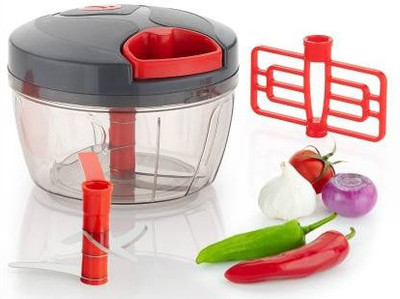 HomeSign 3 Stainless Steel Blade System 450 ML Charcoal Grey Color Chopper With Blander for Kitchen Dori Chopper Quick Handy Manual Vegetable and Fruit Chopper L Fruit Nut Onion Chopper, Hand Meat Grinder Mixer Food Processor Shredder Salad Maker Vegetable Tools Cutter for Kitchen Vegetable & Fruit 