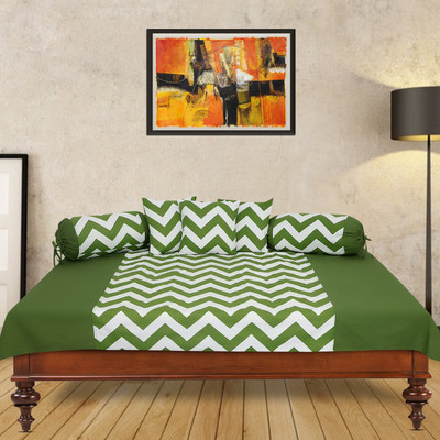 Dekor World Cotton Abstract Diwan Set(Green)
