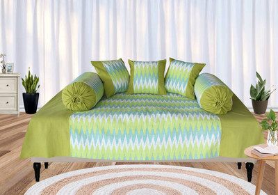 Dekor World Cotton Abstract Diwan Set(Green)