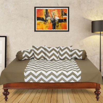 Dekor World Cotton Abstract Diwan Set(Beige)