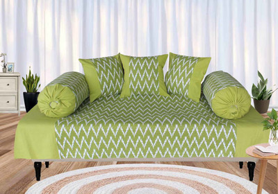 Dekor World Cotton Abstract Diwan Set(Green)
