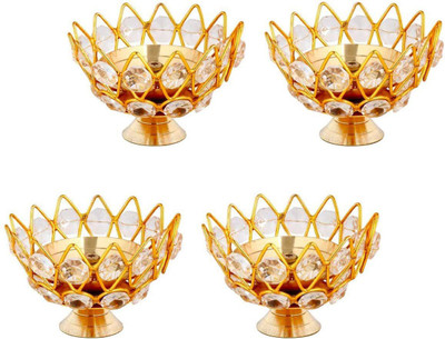 Handicraft Hub Brass (Pack of 4) Table Diya(Height: 2.4 inch)