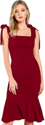 ILLI LONDON Women Bodycon Maroon Dress