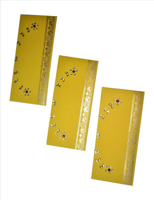 India Pride Envelops Pack of 25 Designer Embellished with Stones and Crystals / Shagun /Cash/ Lifafa for Birthday Wedding Envelopes(Pack of 25 Yellow)