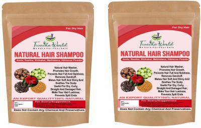 Twacha world Natural Amla Reetha Shikakai Methidana And Hibiscus Powder Shampoo for Dry Hair (227 g x 2) Pack of 2(454 g)