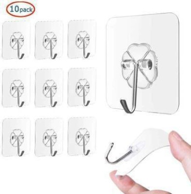 Somapa New Wall sticker hooks, Adhesive Sticky wall ABS Plastic Hook Towel Hanger Hook 10(Pack of 1)