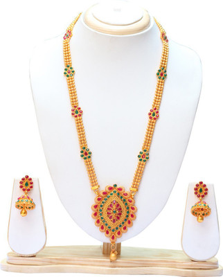 Ethnicking Brass, Copper Gold-plated Multicolor Jewellery Set(Pack of 1)