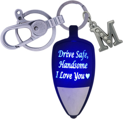 SHOKY LOOKS Drive Safe Handsome I Love You Multi color Love Light with Stylish Locking Lock with Latter M Style also a Perfect Gift to Your Loved One like Son/Boyfriend/friend/husband or any Special One as a gifted Key Chain