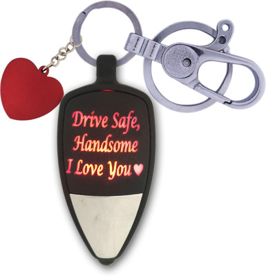 HANDSOME ISK Drive Safe Handsome Push Button On/Off Light I Love You Multi color Love Light with Push Button Locking hock along with attractive Red Love Heart Key Chain