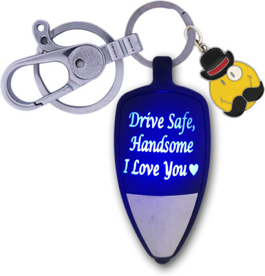 SHOKY LOOKS Drive Safe Handsome I Love You Multi color Love Light with Stylish Locking Lock with Smiley with Mustache in Hat Style also a Perfect Gift to Your Loved One like Son/Boyfriend/friend/husband or any Special One as a gifted Key Chain
