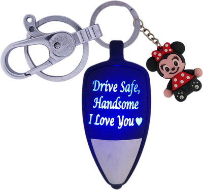 SHOKY LOOKS Drive Safe Handsome I Love You Multi color Love Light with Stylish Locking Lock with Rubber Mini Mouse style also a Perfect Gift to Your Loved One like Son/Boyfriend/friend/husband or any Special One as a gifted Key Chain