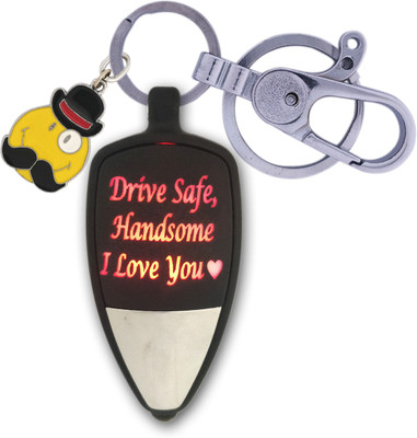 HANDSOME ISK Drive Safe Handsome Push Button On/Off Light I Love You Multi color Love Light with Push Button Locking hock along with attractive Mustache with smile Key Chain