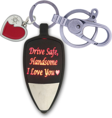 HANDSOME ISK Drive Safe Handsome Push Button On/Off Light I Love You Multi color Love Light with Push Button Locking hock along with attractive white and Red Heart Key Chain