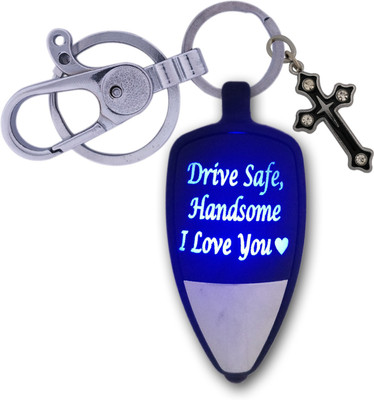 SHOKY LOOKS Drive Safe Handsome I Love You Multi color Love Light with Stylish Locking Lock with God Cross style also a Perfect Gift to Your Loved One like Son/Boyfriend/friend/husband or any Special One as a gifted Key Chain