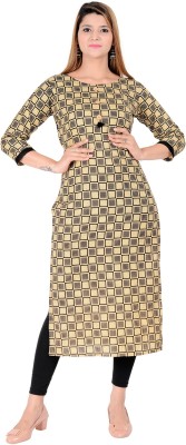 The Swagg Women Printed Straight Kurta(Beige)