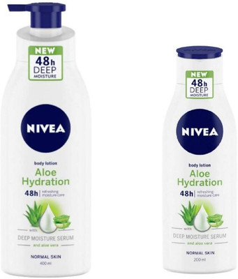 NIVEA Body Lotion , Aloe Hydration 400 ml & 200 ml - Pack of 2(600 ml)