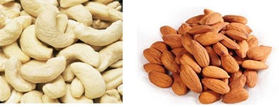 Indipop Enterprises Dry Fruits Combo Pack - Premium Quality Plain Raw Cashews/Kaju(100gm) & Premium Quality California Almonds/Badam(100gm) - Total 200gm (100gm+100gm) Cashews, Almonds(2 x 100 g)