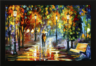 Masstone City View Modern Art UV Coated Matt textured Framed Digital Reprint 14 inch x 20 inch Painting(With Frame)