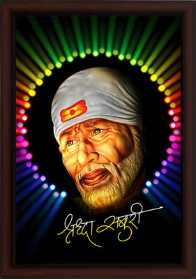 Masstone Sai Baba Shirdi Religious UV Coated Matt textured Framed Digital Reprint 20 inch x 14 inch Painting(With Frame)