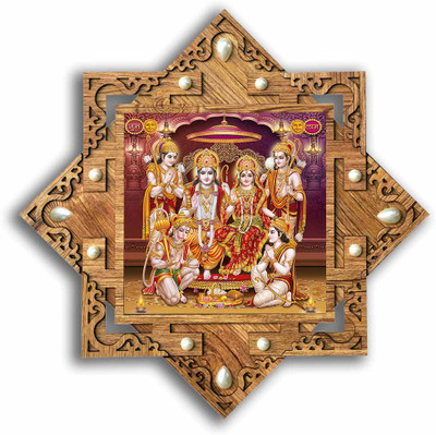 Poster N Frames Star shaped Wooden Frame with Photo of Ram Darbar 20740 Digital Reprint 16.5 inch x 16.5 inch Painting(With Frame)