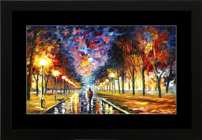 Masstone City View Modern Art UV Coated Matt textured Framed Digital Reprint 14 inch x 20 inch Painting(With Frame)